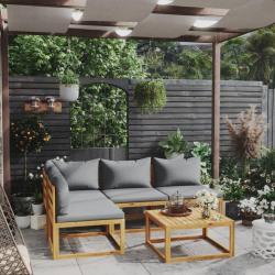 Salon de jardin 5 pcs avec coussin Bois d'acacia solide