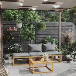 Salon de jardin 4 pcs avec coussin Bois d'acacia solide