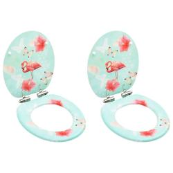 Si&egrave;ges WC et couvercle &agrave; fermeture en douceur 2 pcs MDF Flamant