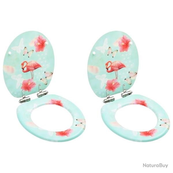 Si�ges WC et couvercle � fermeture en douceur 2 pcs MDF Flamant