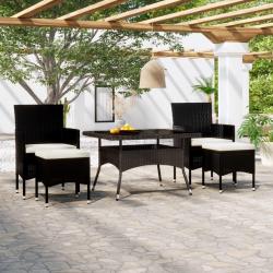 Ensemble &agrave; Manger de jardin 9pcs r&eacute;sine tress&eacute;e et verre tremp&eacute;
