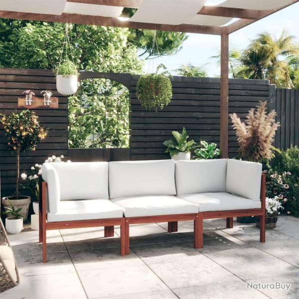 Canap� de jardin 3 places avec coussin en bois d'acacia et corde