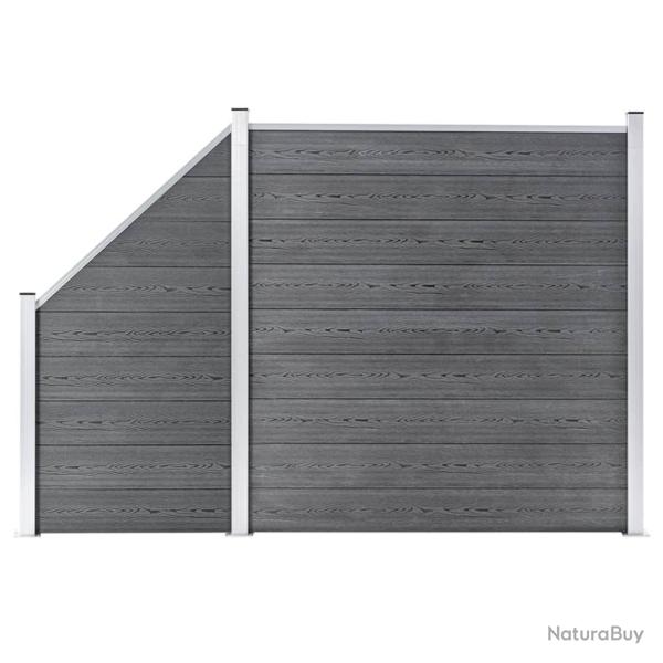 Ensemble de cl�ture WPC 1 Carr� + 1 Inclin� 273x186 cm Gris