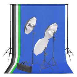 Kit de studio photo avec toile de fond et jeu d'&eacute;clairage