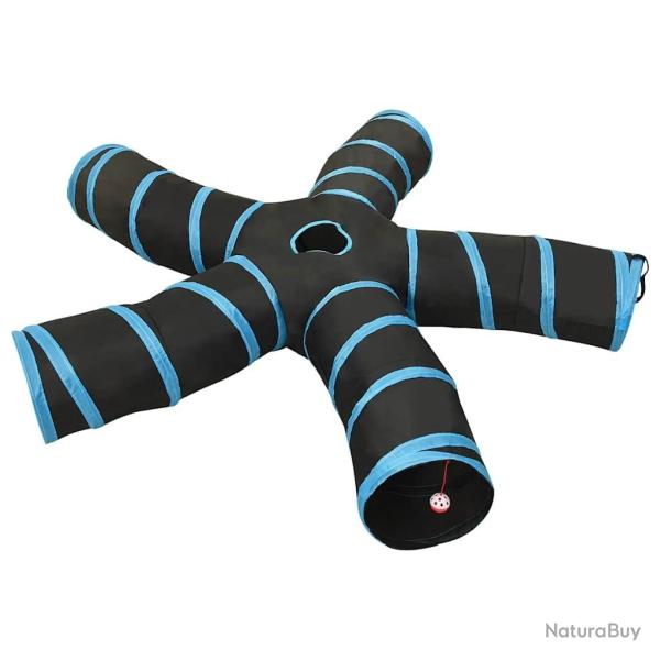 Tunnel pour chats � 5 voies Noir et bleu 25 cm Polyester