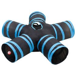 Tunnel pour chats &agrave; 5 voies Noir et bleu 25 cm Polyester