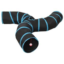 Tunnel pour chats &agrave; 3 voies Noir et bleu 25 cm Polyester