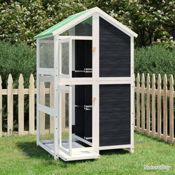 Maison � oiseaux gris 97x81x152 cm bois massif de pin