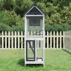 Maison &agrave; oiseaux gris 60x58,5x160 cm bois massif de pin