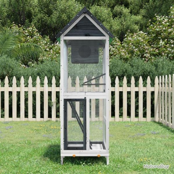 Maison � oiseaux gris 60x58,5x160 cm bois massif de pin