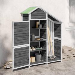 Abri &agrave; outils de jardin gris 120x53,5x170 cm bois massif pin