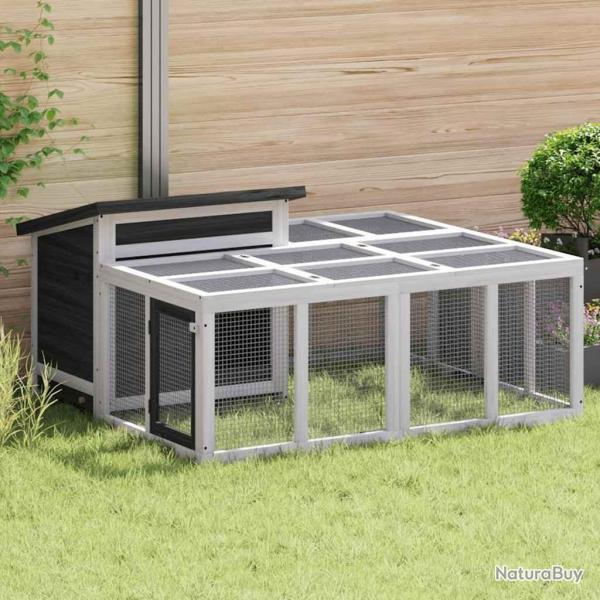 Clapier gris 144x123x67,5 cm bois de pin massif