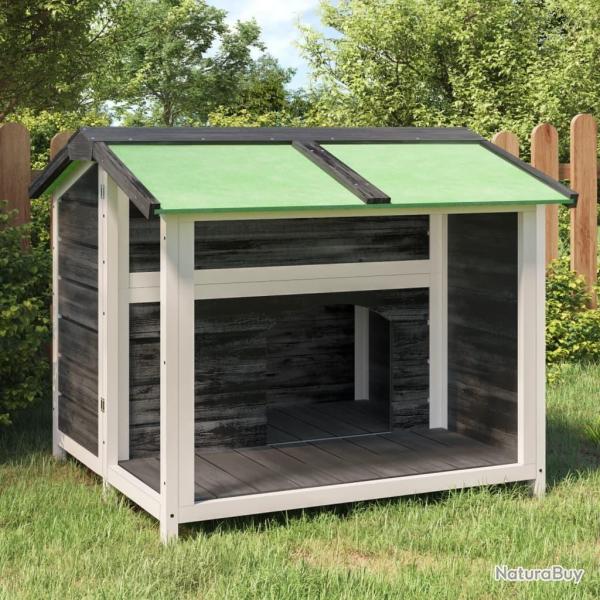 Chenil gris 96x87x80,5 cm bois de pin solide