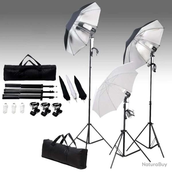 Ensemble d'�clairage de studio: Tr�pieds et parapluies 24 watts