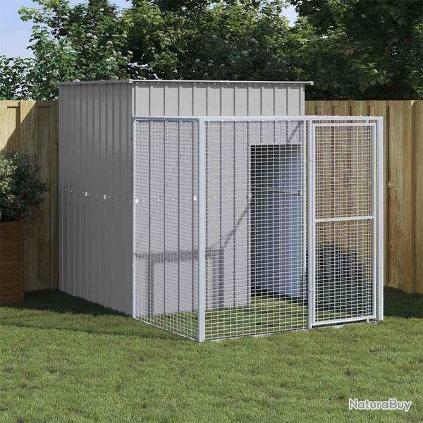 Poulailler avec cour gris clair 165x251x181 cm acier galvanis�