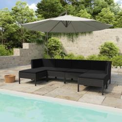 Salon de jardin 6 pcs avec coussins r&eacute;sine tress&eacute;e noir
