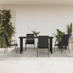 Ensemble &agrave; manger de jardin 5 pcs noir textil&egrave;ne et acier