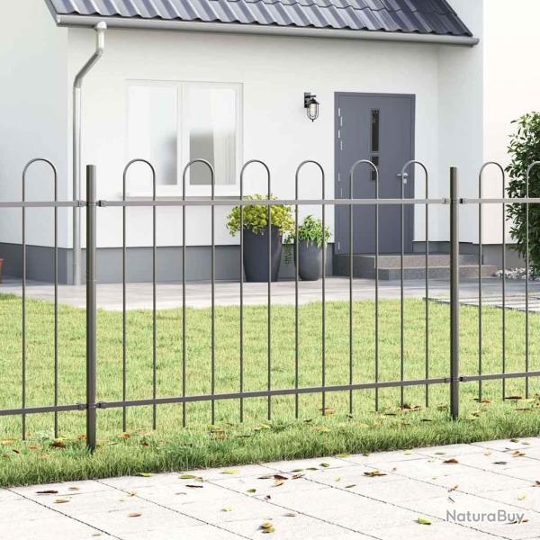 Cl�ture de jardin 3 pcs Gris 5,1 x 1,2 m Acier rev�tu de poudre