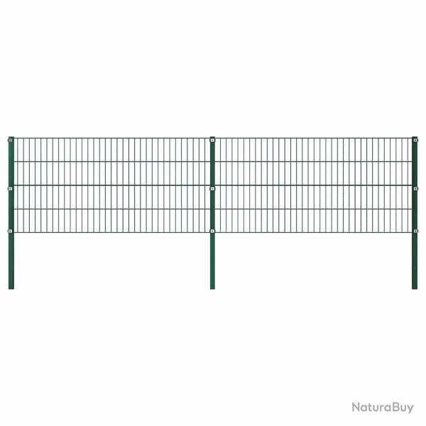Panneau de cl�ture avec poteaux en fer 349 x 80 cm Vert