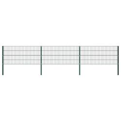 Panneau de cl&ocirc;ture avec poteaux en fer 522 x 80 cm Vert