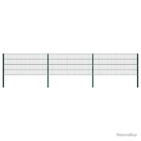 Panneau de cl�ture avec poteaux en fer 522 x 80 cm Vert