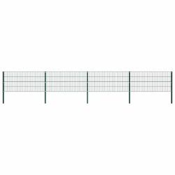 Panneau de cl&ocirc;ture avec poteaux en fer 694,5 x 80 cm Vert