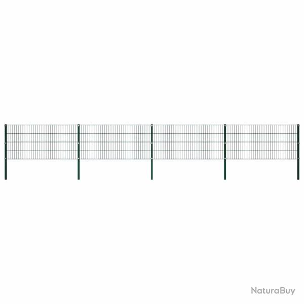 Panneau de cl�ture avec poteaux en fer 694,5 x 80 cm Vert
