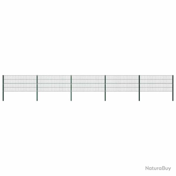 Panneau de cl�ture avec poteaux en fer 867 x 80 cm Vert