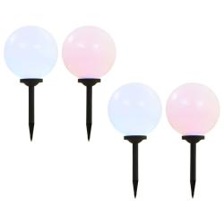 Lampes solaires sph&eacute;riques LED de jardin 4 pcs 30 cm RVB