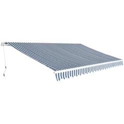 Auvent pliable manuel 500 cm Bleu/blanc