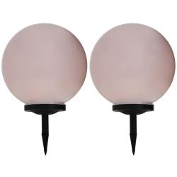 Lampes solaires sph&eacute;riques LED de jardin 2 pcs 40 cm RVB