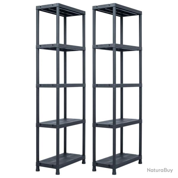 �tag�res de rangement 2 pcs Noir 125 kg 60x30x180 cm Plastique