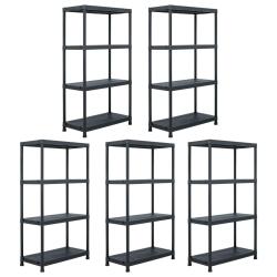 &Eacute;tag&egrave;res de rangement 5 pcs Noir 60x30x138 cm Plastique