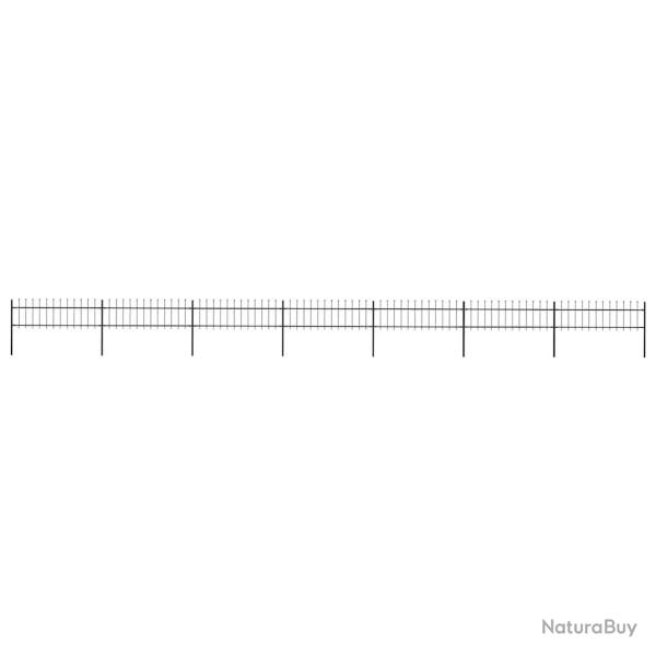 Cl�ture de jardin avec dessus en forme de lance en acier 1248 x 60 cm Noir