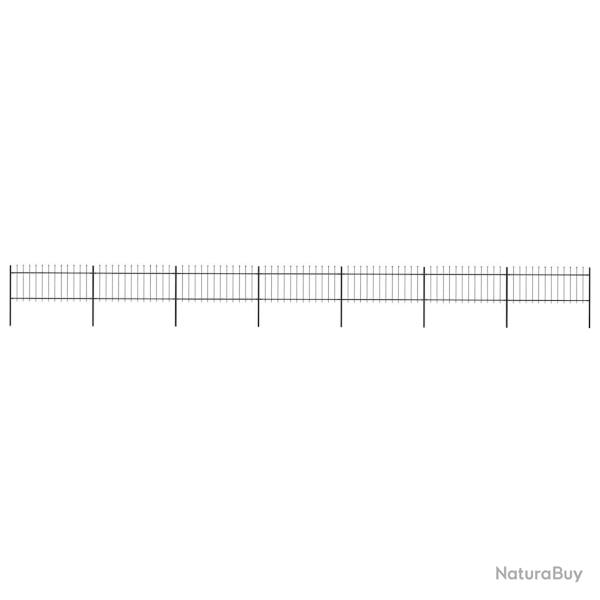 Cl�ture de jardin avec dessus en forme de lance en acier 1248 x 80 cm Noir