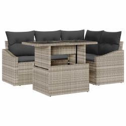 Ensemble de canap&eacute; de jardin 5 pcs Gris clair polyrotin