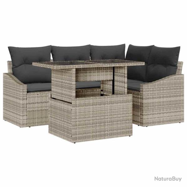 Ensemble de canap� de jardin 5 pcs Gris clair polyrotin