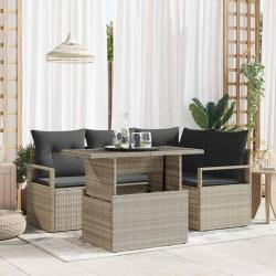 Ensemble de canap&eacute; de jardin 5 pcs Gris clair polyrotin