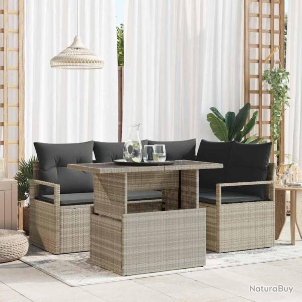 Ensemble de canap� de jardin 5 pcs Gris clair polyrotin