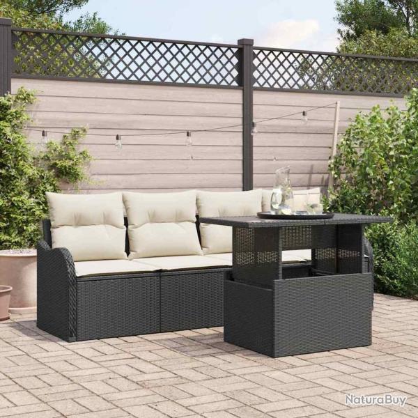 Ensemble de canap� de jardin avec coussin 5 pcs Noir Poly rotin