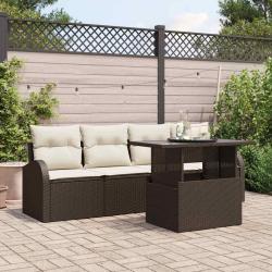 Ensemble de canap&eacute; de jardin 5 pcs Marron Poly rotin
