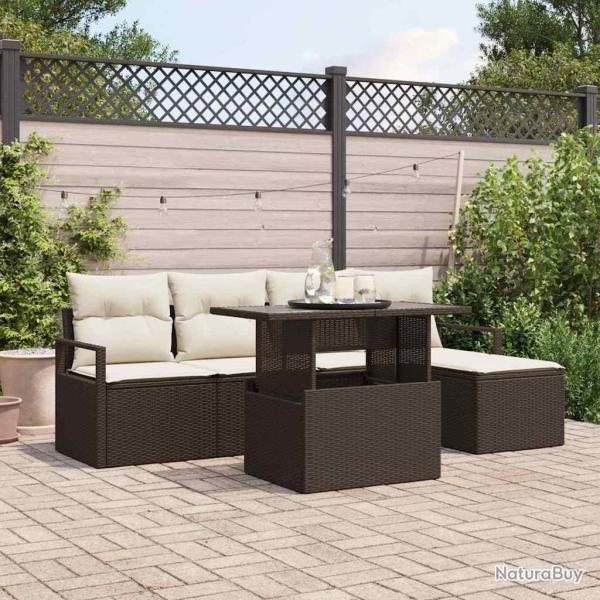 Ensemble de canap� de jardin avec coussin 6 pcs Marron et cr�me