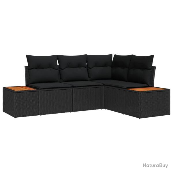 Ensemble de canap� de jardin avec coussin 5 pcs Noir Poly rotin