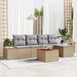 Ensemble de canap&eacute; de jardin 6 pcs Beige Poly rotin