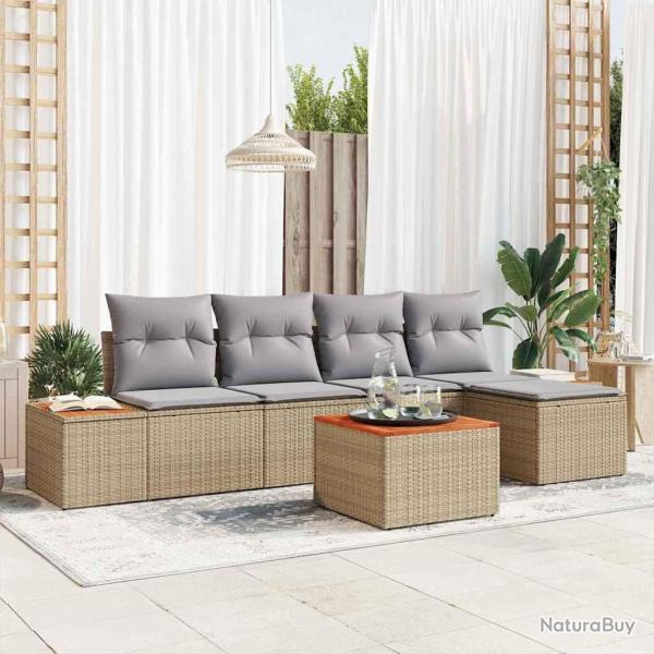 Ensemble de canap� de jardin 6 pcs Beige Poly rotin