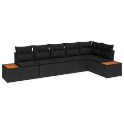 Ensemble de canap&eacute; de jardin avec coussin 6 pcs Noir Poly rotin