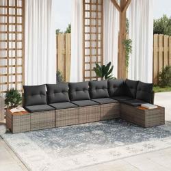 Ensemble de canap&eacute; de jardin avec coussin 6 pcs Gris Poly rotin