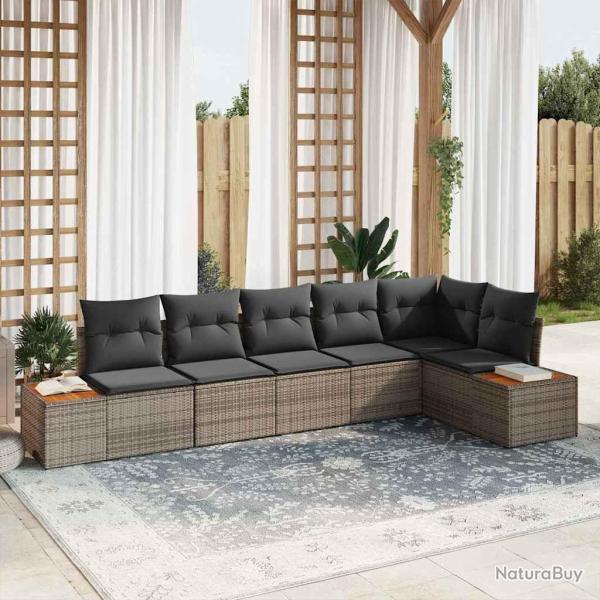 Ensemble de canap� de jardin avec coussin 6 pcs Gris Poly rotin
