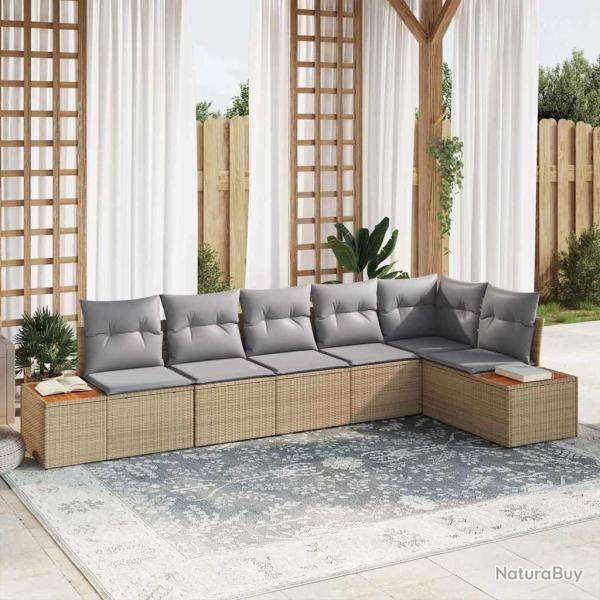 Ensemble de canap� de jardin 6 pcs Beige Poly rotin