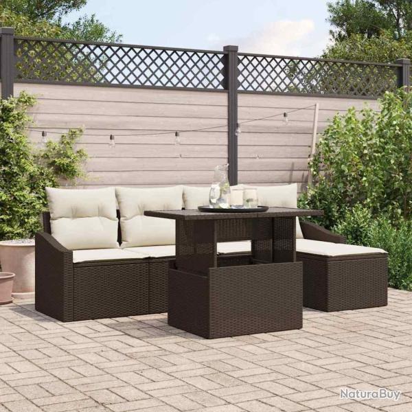 Ensemble de canap� de jardin avec coussin 6 pcs Marron et cr�me